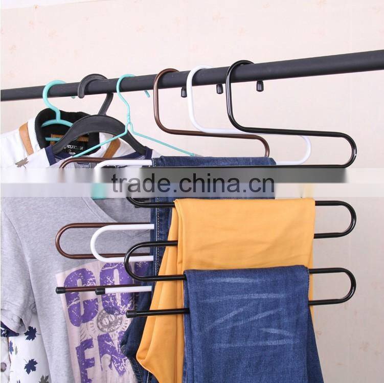 New design S-shape steel wardrobe trouser rack