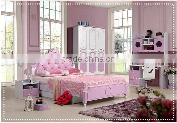 popular kids furniture pink bedroom set, children's furniture for girls AET 15-2