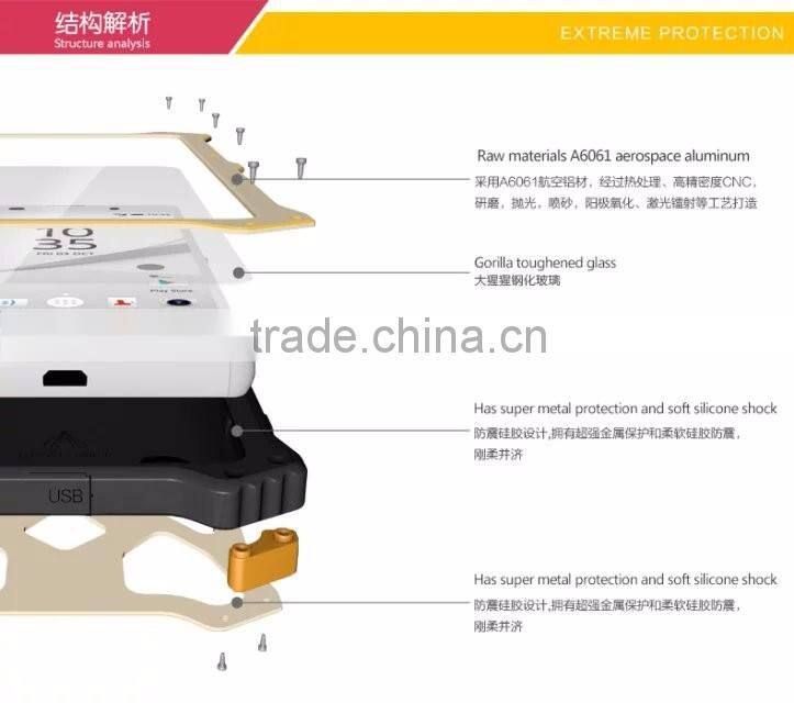 Love Mei MK2 Series Metal Aluminum Phone Cases Cover Flip Leather Shockproof Case For Sony Xperia Z5 TB-0152