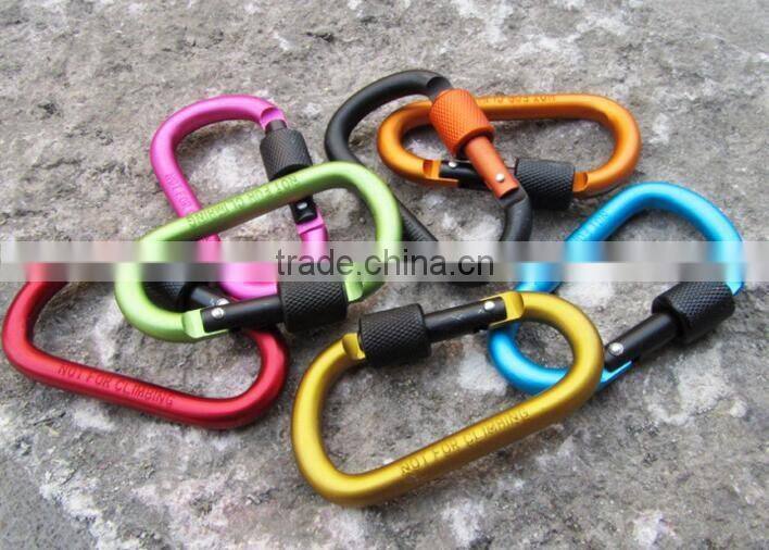 Hot Sales Fashion style Color D shaped Aluminum karabiner Snap Hook & Spring hook