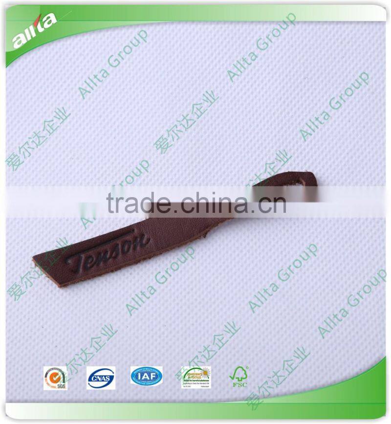 Allta Group cheap hot sale custom embossed brown color faux leather patch for hat garment bag