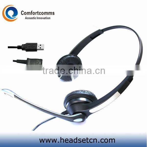 Monaural noise cancelling USB headset call center