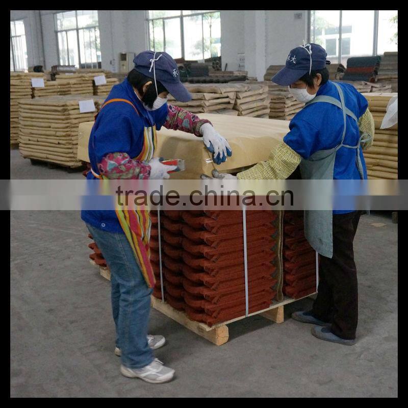 soft deco purple color stone chip coated metal resin roof tile