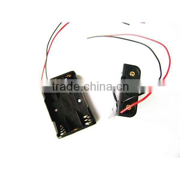 3 x AAA Size Cell (UM-4*3) Black Plastic Battery Holder Box 4.5V Case With Wire Lead