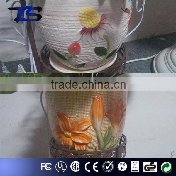 High quality floor color change fiber optic big flowers with high metal pot for Festive and party and home decoration