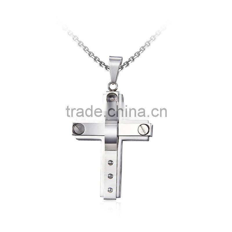 DAIHE stainless steel christian cross gemstone pendant