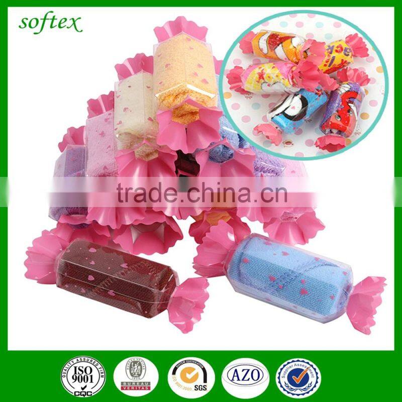 cute candy shape wedding gift towel with print