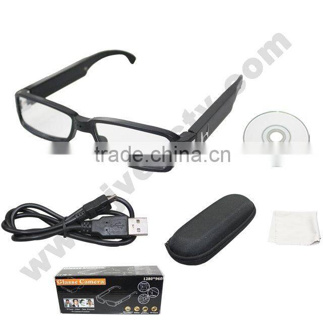 Factory direct Black Video Recorder Webcam 720P hidden cam glasses16gb