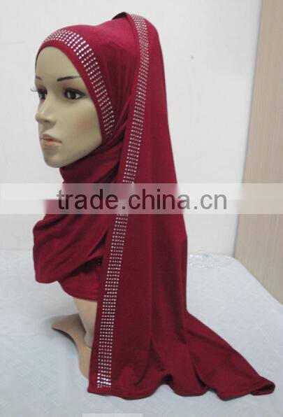 JL072 latest cotton jersey scarf with rhinestones