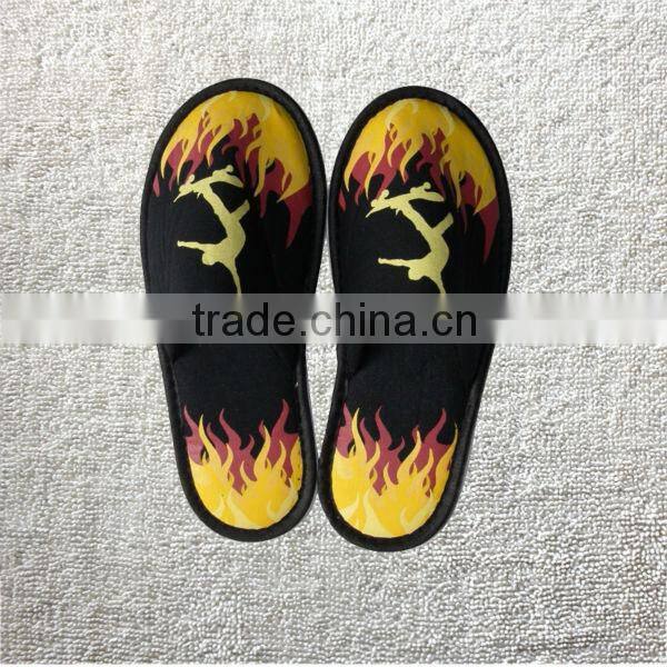 Knitted fabric kids cartoon slippers with colorful printing