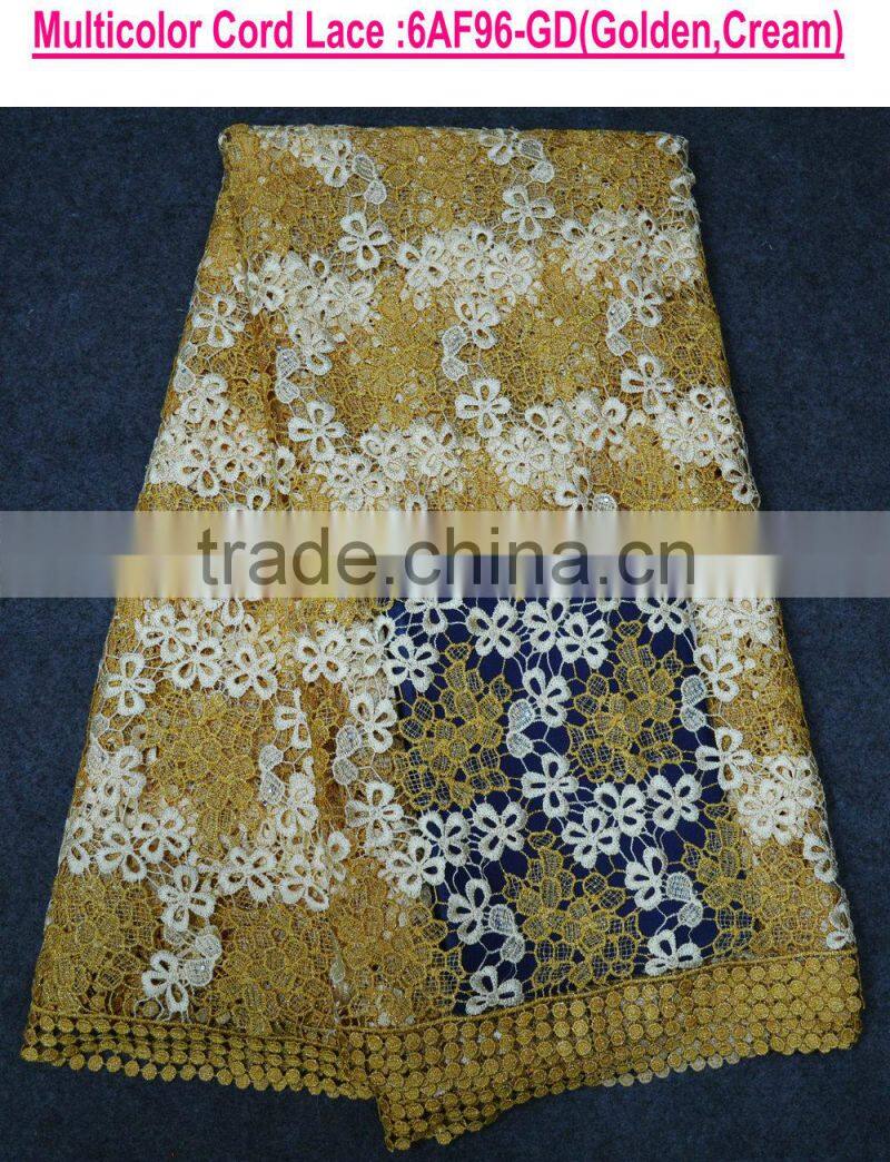Dubai quality lace fabric with rhinestones machine embroidery lace collar water soluble embroidered