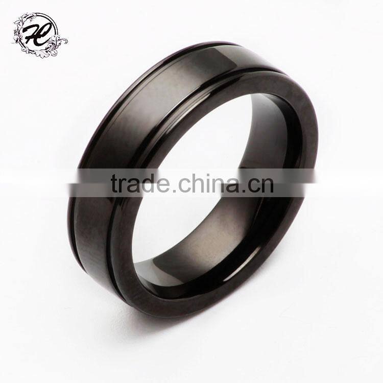 Fashion Jewelry Black Titanium Band 12mm Titanium Ring For Men