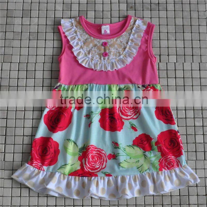 Kids Girls Clothing 2016 Child Fall Outfits Stripe Ruffle Dress Sun Flower Boutique