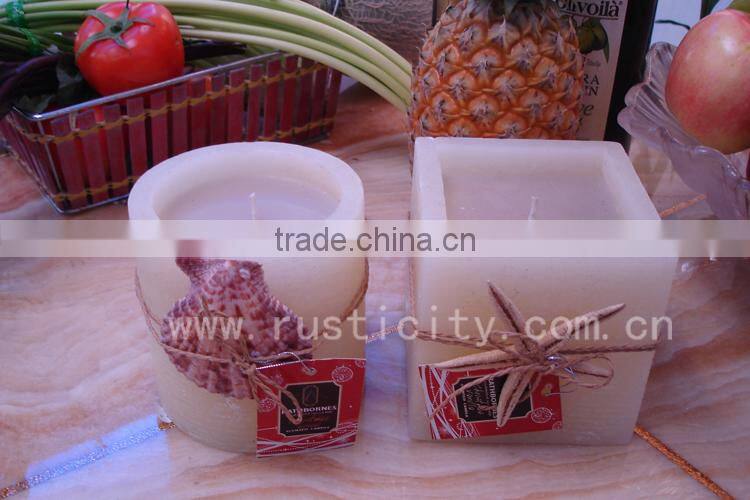 Handmade beautiful printing pillar LED candles for wedding souvenirs