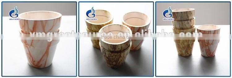 New Imitated stone style finsh flower pot with flamble glazed ceramic