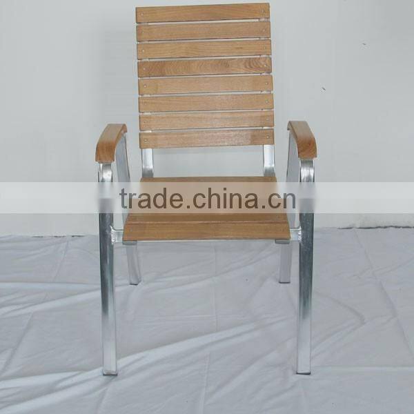 garden furniture outdoor restaurant wooden recliner aluminum dining chair YC016