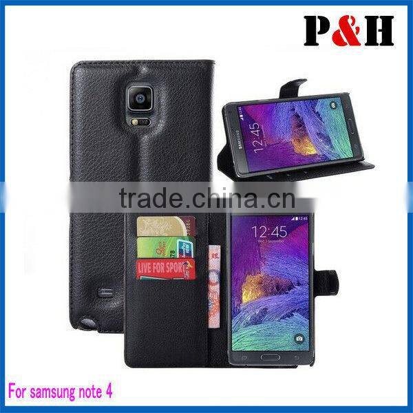 Flip cover genuine leather case for note4 case, wallet leather case for samsung galaxy note4