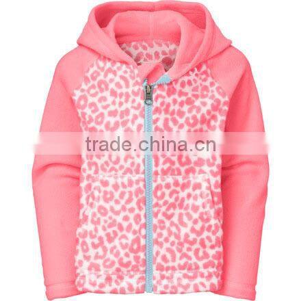 The lovely girls leopard hooded coat print with thick zipper fleece, children winter coat,fashion autumn/winter coat 2015