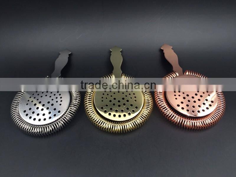 2016 new style smooth handle cocktail strainer,ice strainer,stainless steel ice strainer