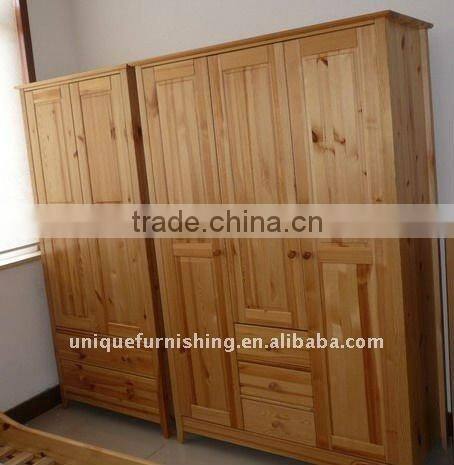 Solid pine wood 3 door wardrobe bedroom furniture