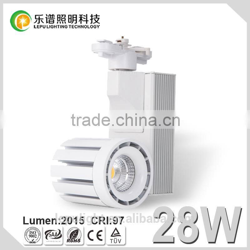 led spot track lights 28W cob led track light dimmable Ra87 110V/220V led track rail lights Shenzhen Factory