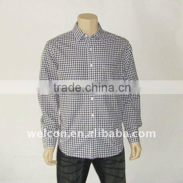 Men's 100% cotton long sleeve stylish Fine grid classic casual shirt