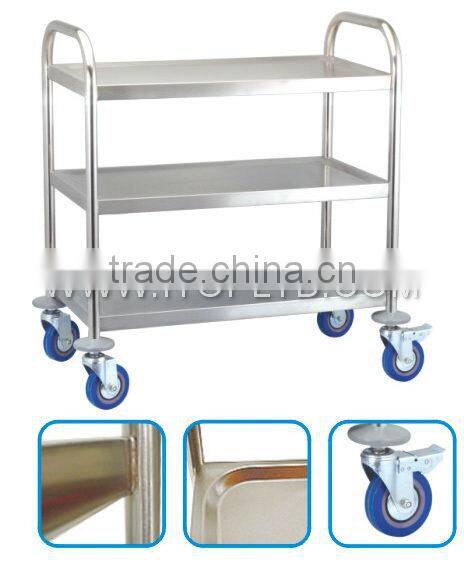 Stainless steel round tube 3-tier trolley
