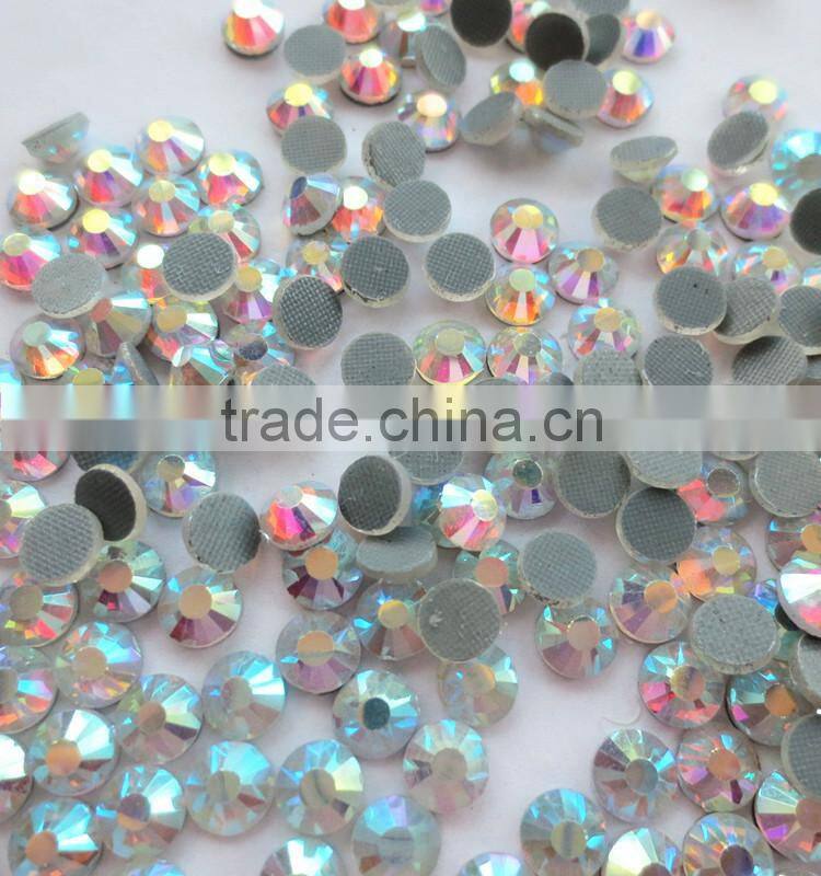 Deluxe best quality crystal AB color light grey glue flatback iron on glue hotfix stone