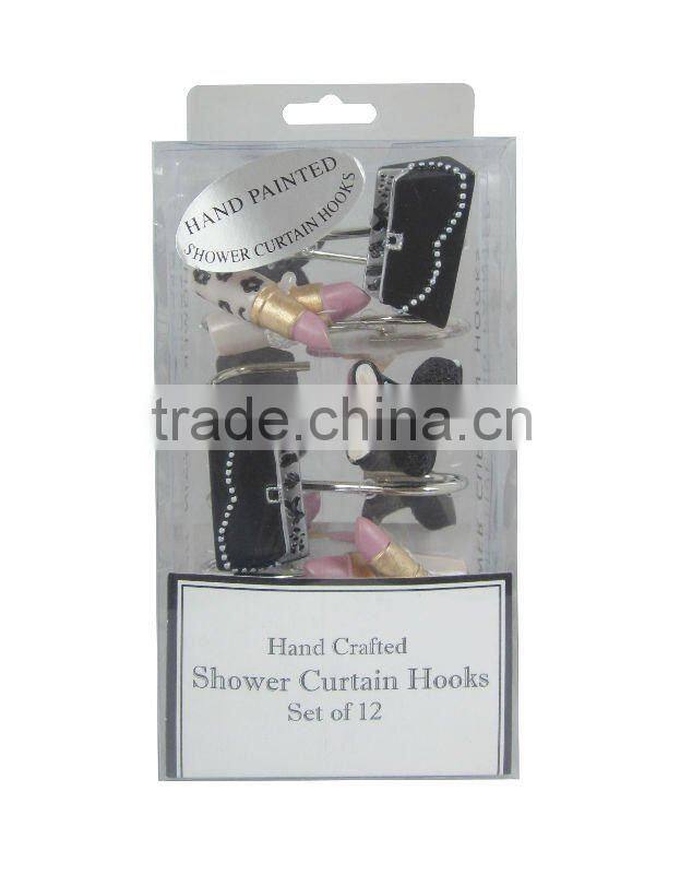 12PCS SHOWER CURTAIN HOOKS IN PVC BOX MATCHING WITH SHOWER CURTAIN