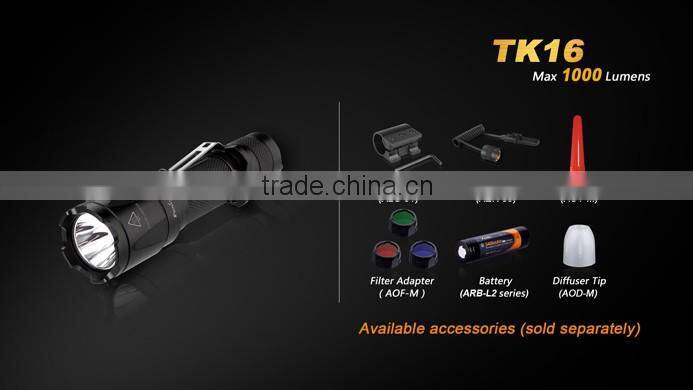 in stock Fenix TK16 flashlight1000 lumens with Tail mode switch four brightness modes flashlight torch