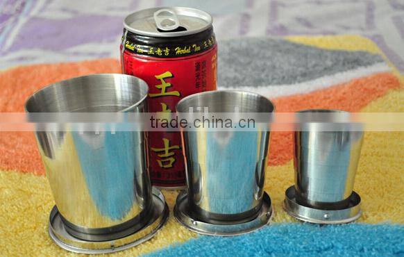 Stackable easy taking 140ml leak-proof eco-friendly FDA LFGB fodable stainless steel beer mug cup tumbler