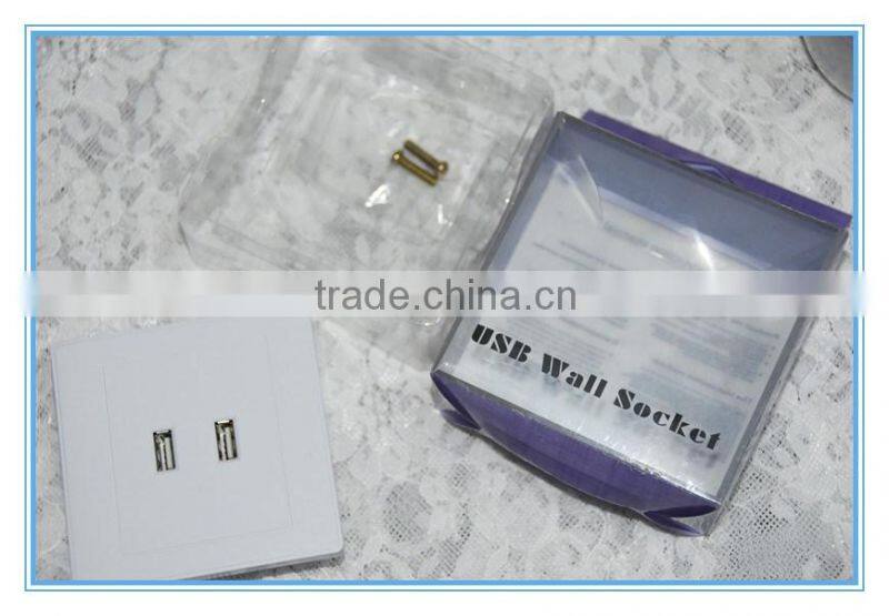 High speed 2 port usb AC power wall socket for smart phone &tablets.