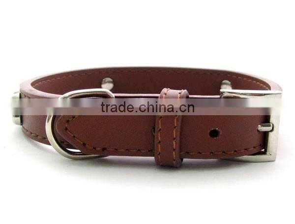 Western bone Stud Fashion Genuine Leather Pet Collars For Dog Cat