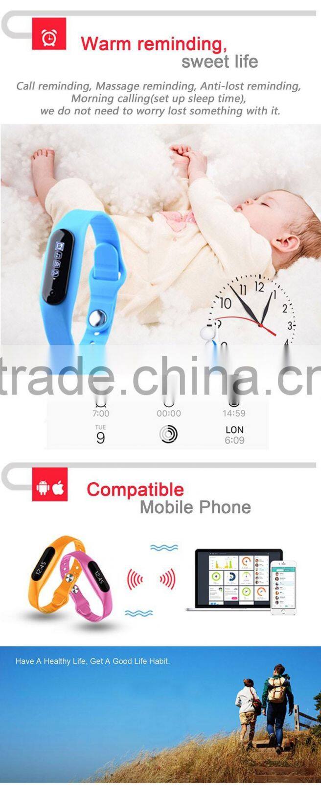 Mindary smart wristband bluetooth with OLED Touch Screen Waterproof IP67 e06 smart bracelet