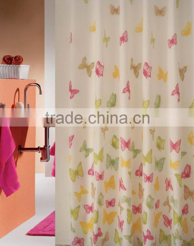 China B2B Printed Polyester Hookless Shower Curtain
