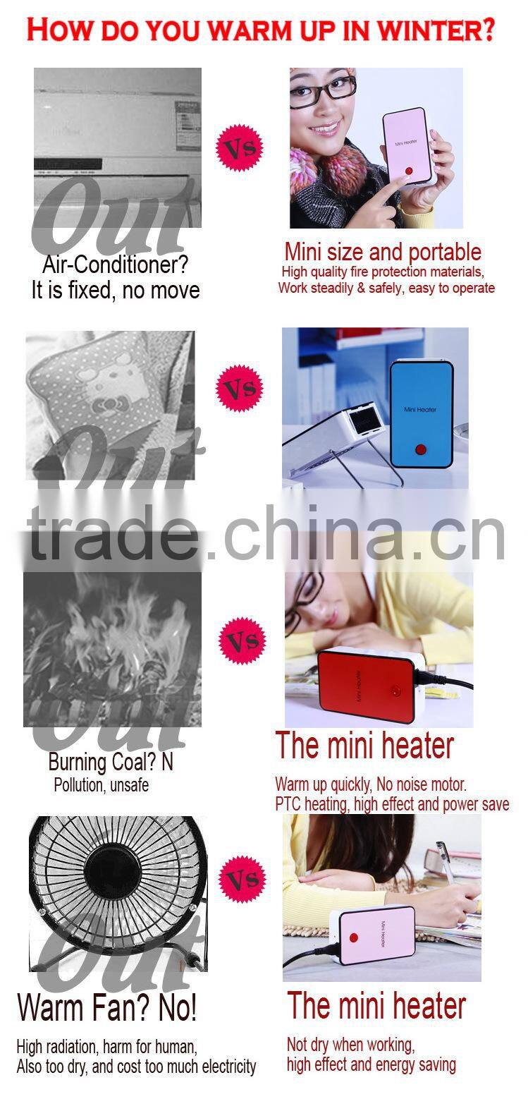 Creative gifts mini air blower with heater