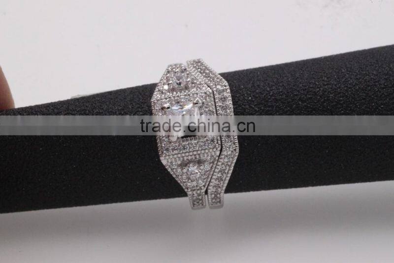 fashion 925 silver jewelry two set pave setting ring