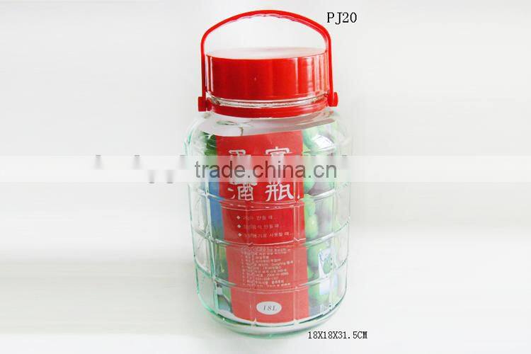 diamond shape glass liquid dispenser with plastic handle