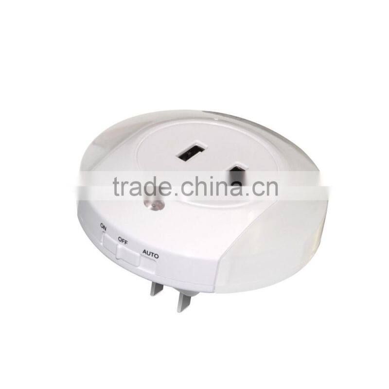 Hot sales!D06 LED night light with light detecting sensor USB charger US regulations