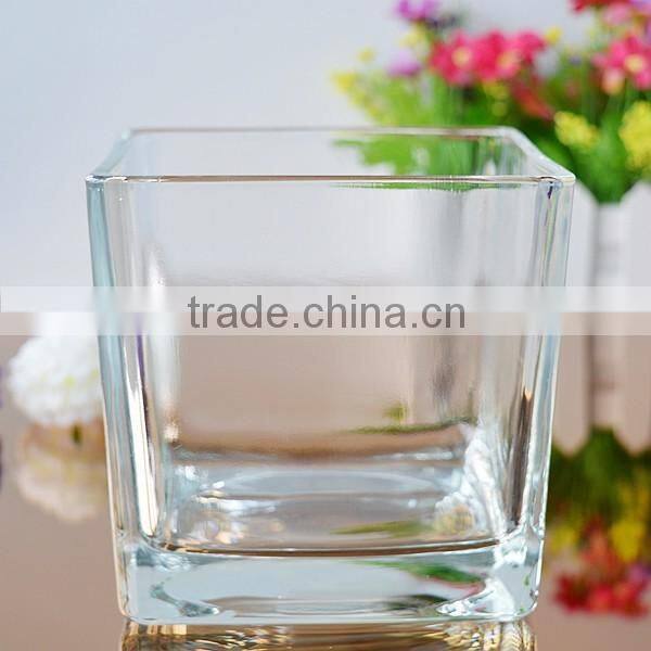 Square glass candle holder candle jar with large capacity 45oz