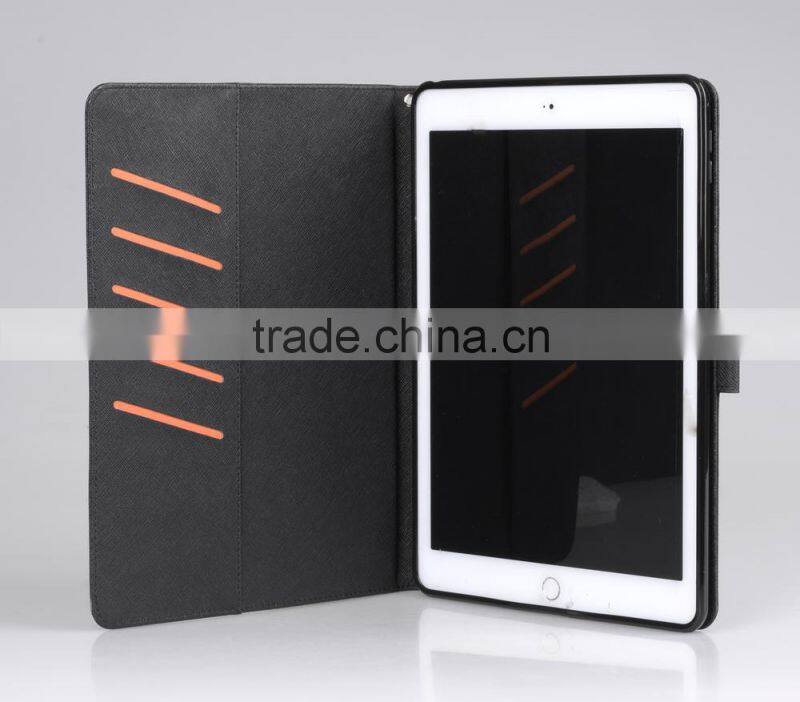 Ultra Slim PU leather case for Apple iPad 6 (with sleep mode function) - Black Cross pattern