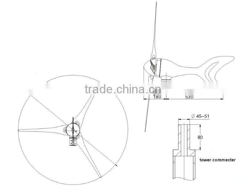Small wind generator 300W Dolphin. Combine with wind controller and inverter.