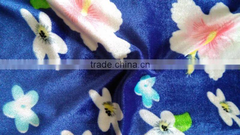 High Quality printed Polyester spandex Korean velvet fabric