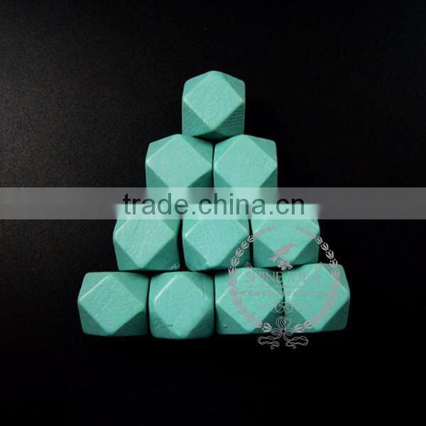 20*20*20mm painted color green wood beads polyhedron beads DIY findings supplies 3000051