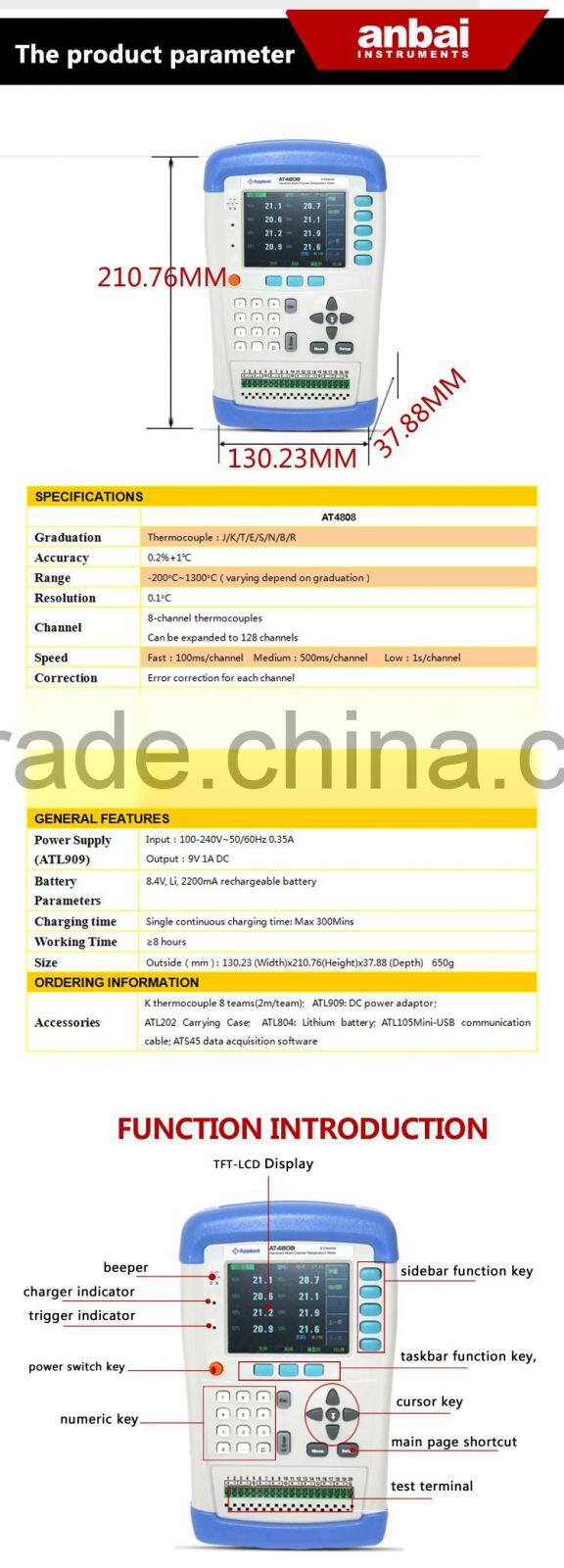 Hot Product AT4808 Temperature Data Logger for LED Industries