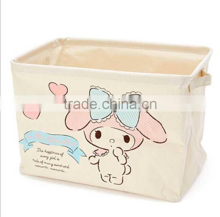 Foldable Laundry Basket Cotton Linen Toys Bin Basket Household Storage Organizer Cartoon Bottle
