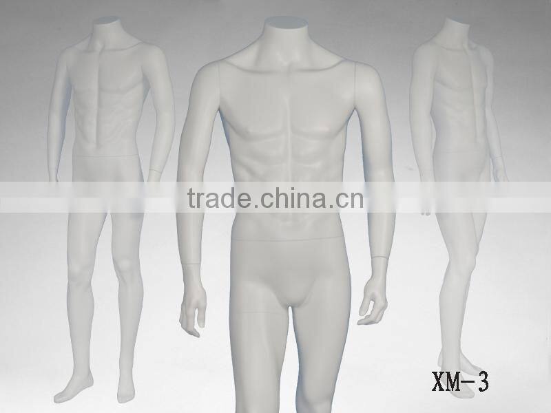 Fiberglass headless nude male mannequin for display