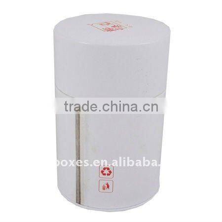 tinplate white round tea tin container ( C184A )