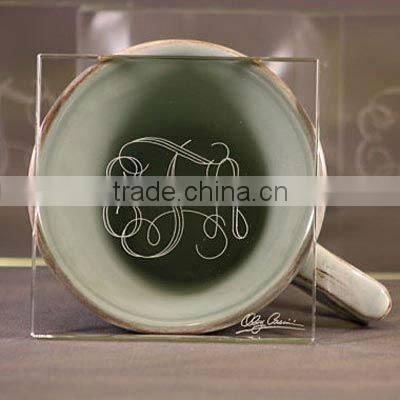 square glass cup coaster