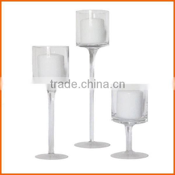 Wholesale clear glass goblet candle holder